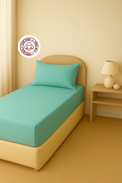 sutra 100% Cotton Satin Single Elastic Sheet Set