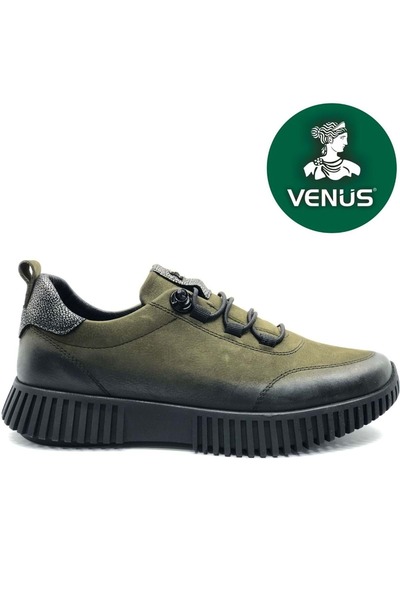 Venüs Campanula Genuine Leather Orthopedic Women's Casual Shoes Khaki