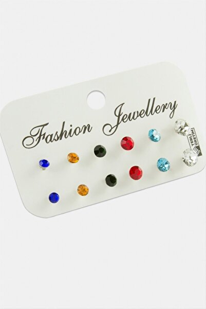 ZERO LAND Nrzsnt 12 Pieces Single (221914) Stone Earrings-Colored