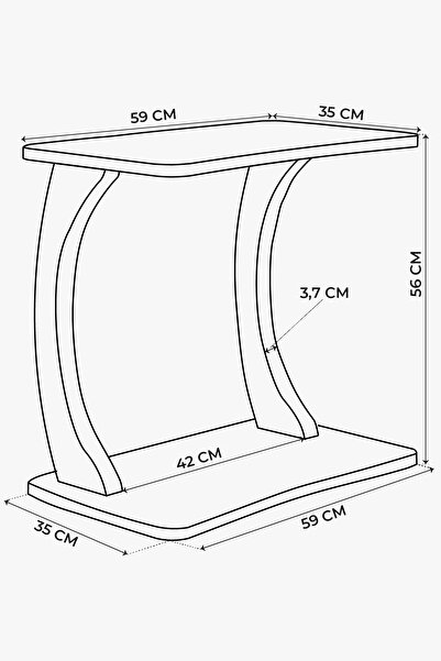 interGO C Ayaklı Yan SehpaLaptop Sehpası, Koltuk Sehpası, Kahvaltı Masası, Çalışma Sehpası