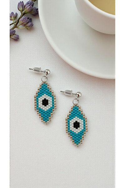 SEARD Miyuki Beads Handmade Silver Eye Earrings