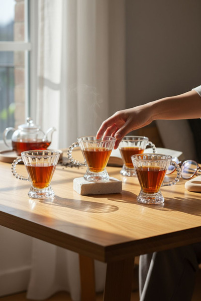 Paşabahçe 6'lı Keyfi Ala Boncuk Cam Kupa Çay Bardağı 160ML