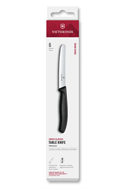 Victorinox Set 6 Cutite de Masa cu Lama Drepta 6.7803.6, Lama 11 cm, Negru