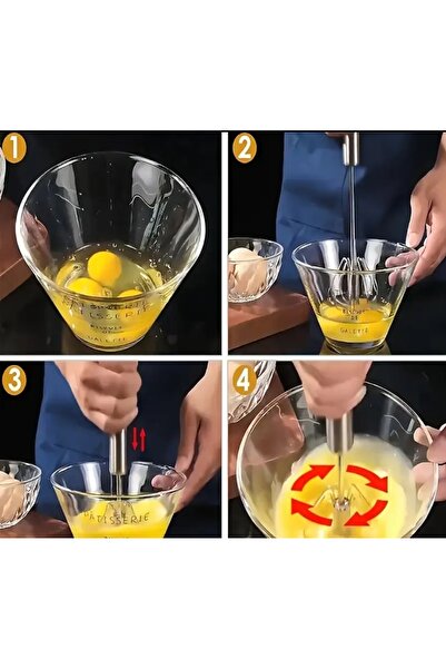 Alvin Stainless Steel Automatic Whisk – Hand-Push Egg Beater, Coffee, Cream and Milk Frother 30 cm