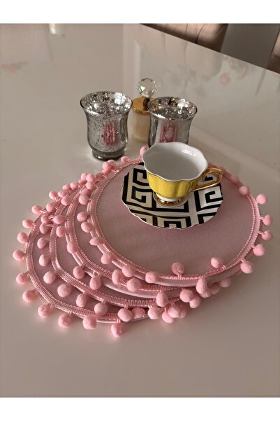 Ayd Home 4-Piece Pompom Pink Coffee Cup 20 cm Presentation Christmas Xmas