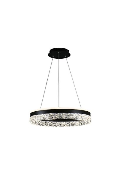 trandafi led LED Pendant Chandelier with Remote, 3 Light Types, Adjustable Height, Black - Model 8919/500BK