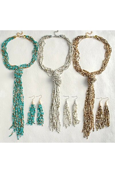 İPAR AKSESUAR New Bohem Taezi Women's Necklace & Earring Set