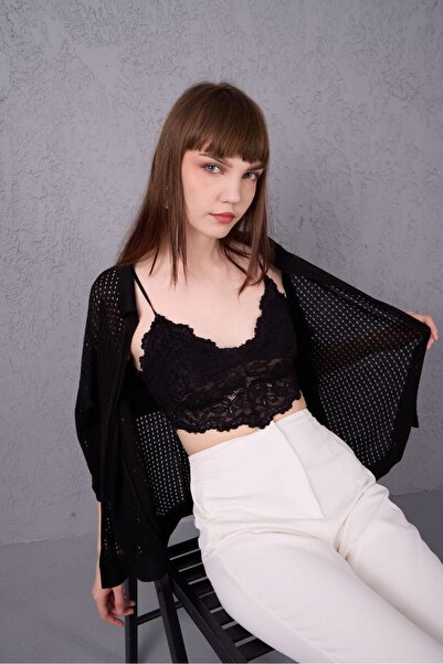 Su Moda Kadın hırka triko merserize kısa kollu file polo yaka trend