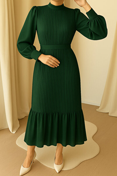 Marka Pleated Chiffon Dress