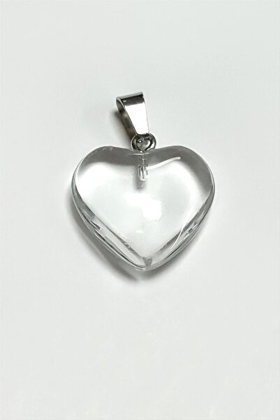 ZERO LAND قلادة من حجر الكوارتز الطبيعي على شكل قلب (234223) - شفافة