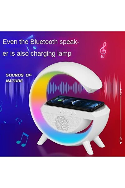 MRG Speaker with Wireless Charger and Lamp MBT2301, Bluetooth, RGB LED, White