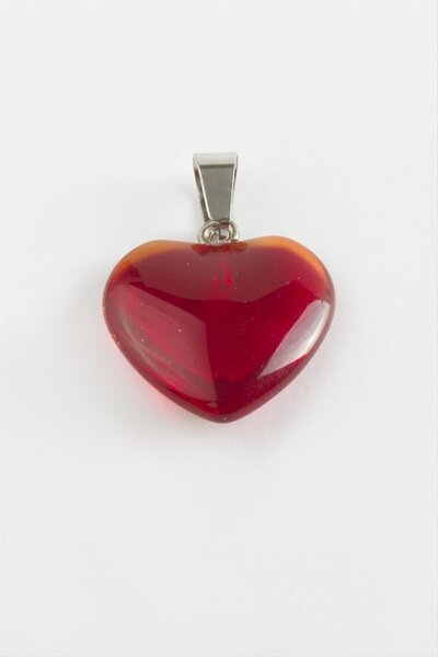 ZERO LAND قلادة من حجر الكوارتز الطبيعي على شكل قلب (234221) - لون بورجوندي