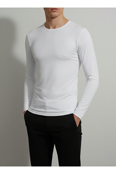 balkonda Ανδρικό μπλουζάκι με μακρυμάνικο λαιμόκοψη από μπαμπού 2'li Pack εφα...