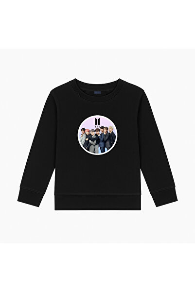 BLITZIST Φούτερ για κορίτσια με στάμπα BTS, με λαιμόκοψη ποδηλάτου και 3 κλωσ...