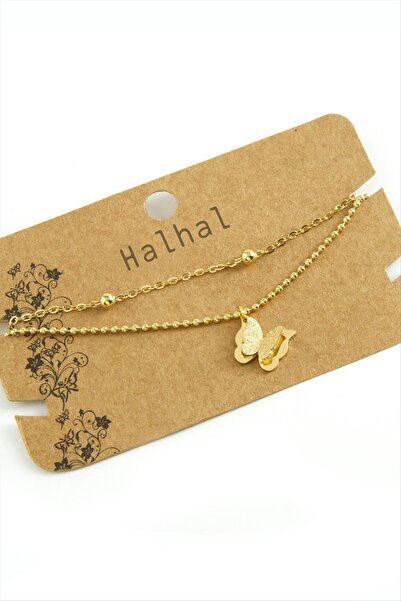 CT STONES NRZSNT Kelebek Luxury (165030) سلسلة كاحل فولاذية - أصفر