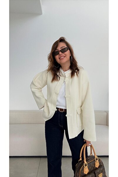 ELVAN TOLON Ecru Three Button Knitted Jacket