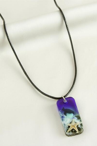 ZERO LAND Nrzsnt Starfish Rectangle (233110) Epoxy Pendant-Purple