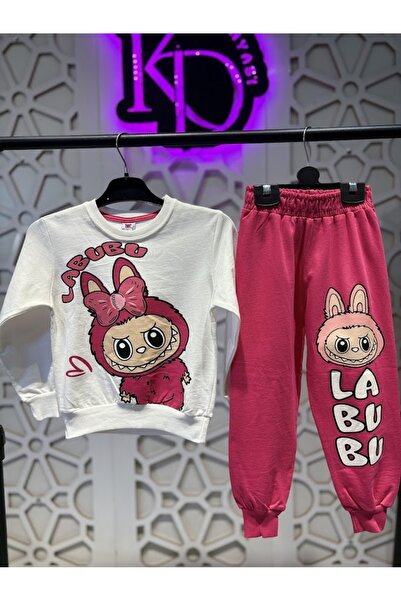 KUMRUNUN DÜNYASI Labubu Character Printed Lower Upper Set Girl Child
