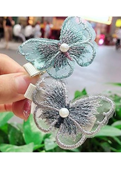 Nisankids Pearl Embroidered Butterfly Buckle Retro Buckle (4 Pieces)