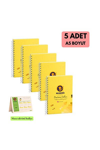 REHBERİA 5 Adet Planlama Defteri Haftalık Süresiz Kişisel Ajanda A5 Boyut-TYT...