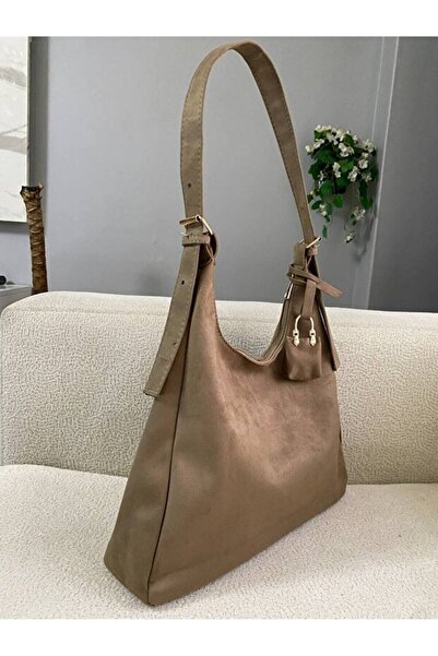 Rivina Mira Suede Charm Detailed Hand and Shoulder Women's Bag