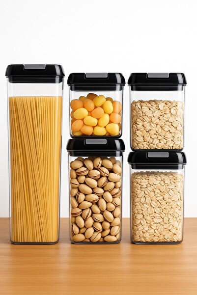 OEM Set of 5 Airtight Food Storage Containers – Kitchen Organization, Cereal Storage, Pasta