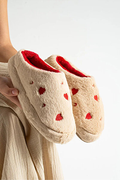 Solario Love Heart Patterned Plush Furry Non-Slip Sole Comfortable Fluffy Dow...