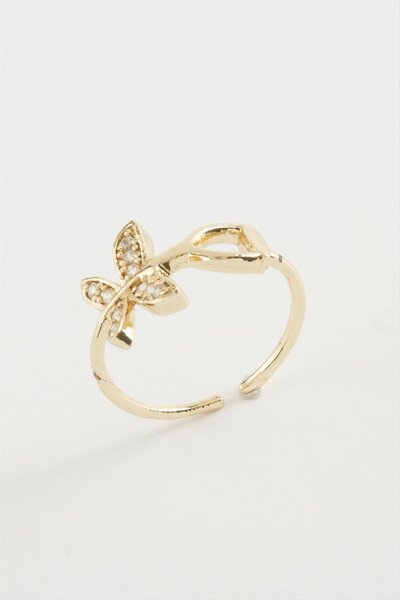 ZERO LAND خاتم NRZSNT من الزركون على شكل فراشة (230925) مرصع بالأحجار - أصفر