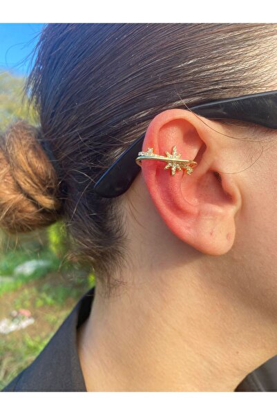 milayk Ellipse Star Gold Earcuff