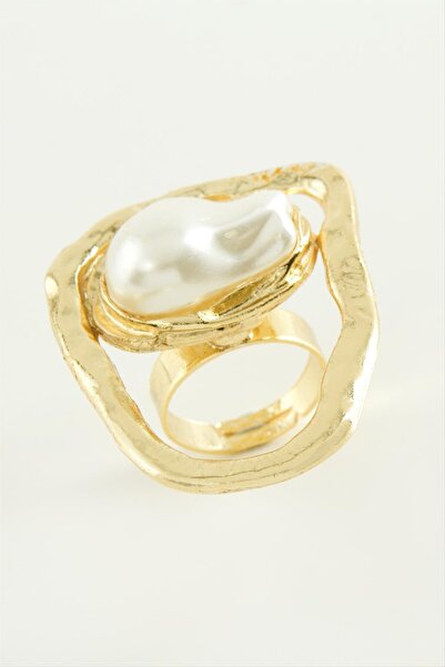 ZERO LAND خاتم معدني بيضاوي الشكل من NRZSNT (124125) - أصفر