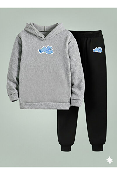 LORVEX Set cu glugă pentru copii DÜŞÜNCELİ AYB cu imprimeu, trei fire, din bu...