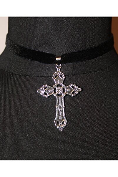 Mournbelle Gotik Haçlı Choker Kolye