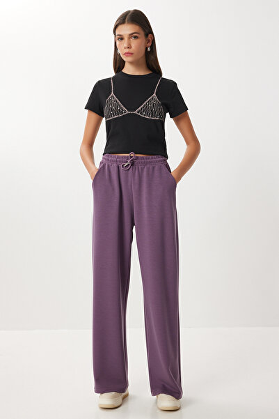 Lovelyİstanbul Wide Leg Modal Sweatpants Lub0070 Light Purple