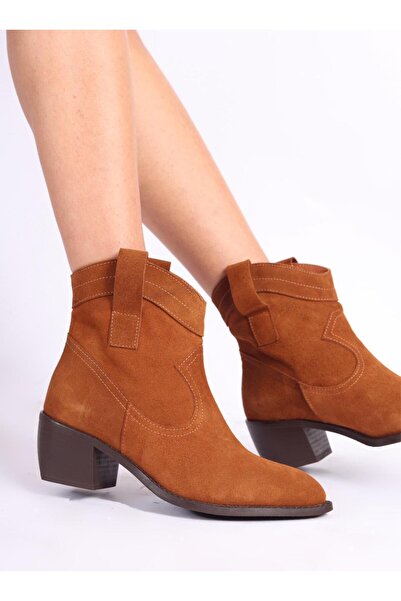 Mariolucci Kadın Mini Bot Hakiki Deri Taba Süet