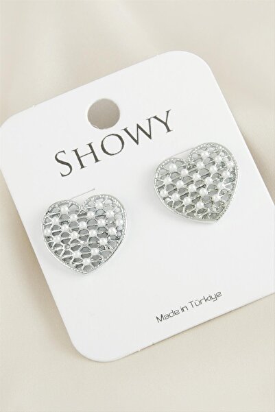 ZERO LAND Nrzsnt Heart New Season Pearl (234631) Earring-Silver Color