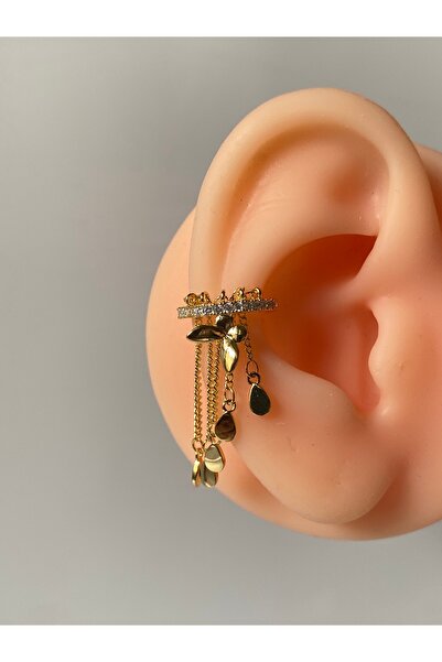 kurukafagift Earcuff Sıkıştırmalı Sallantılı Kelebek Figürlü Kıkırdak Deliksi...