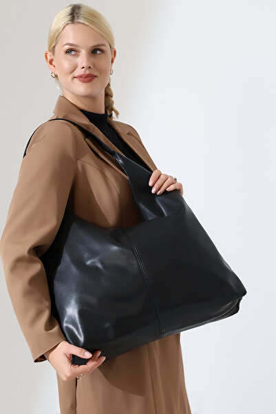 Encool Geantă de umăr pentru femei din piele neagră – elegantă, spațioasă și ...