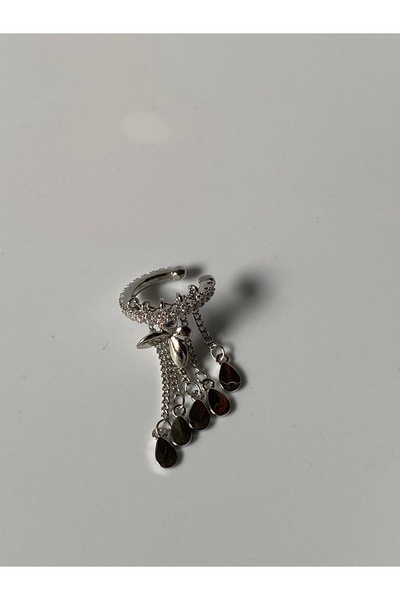 kurukafagift Earcuff Sıkıştırmalı Sallantılı Kelebek Figürlü Kıkırdak Deliksiz Kullanım Tek Küpe