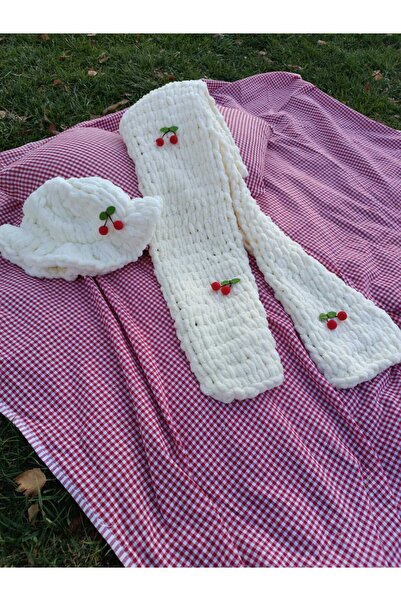 Moda Biçer Pluș de cireșe din material subțire eșarfe