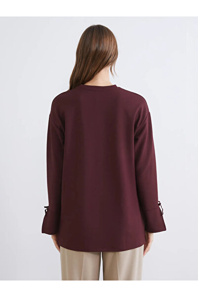 LC Waikiki Lcwaikiki Basic Plum Crew Neck Oversized Women's Tunic