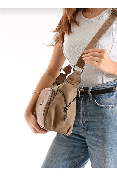 MEGA ÇANTA Mega Polo Club of Colors Ecru Soft Faux Leather Multi-Compartment Shoulder Bag