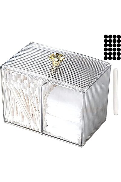 RAXOOM حامل أعواد قطنية، وعاء حمام مع غطاء، منظم أدوات تجميل مستطيل الشكل من ...