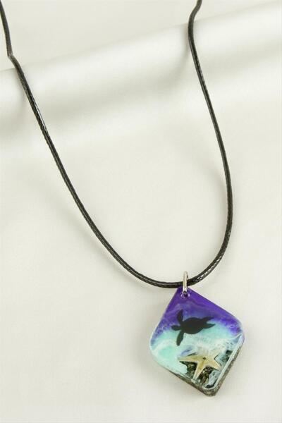 ZERO LAND Nrzsnt Turtle (00044) Epoxy Pendant-Purple