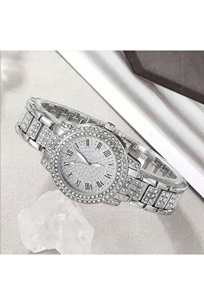 VEYA A luxurious six-piece set (watch + necklace + earrings + ring + bracelet) with an elegant design adorned with rhinestones.