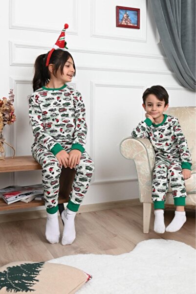 ANATOLIATEKSTILE Christmas Pajamas for Children – Reindeer and Snowflake Pattern, Soft Cotton