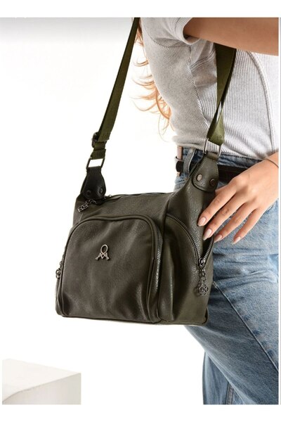 MEGA ÇANTA Mega Polo Club of Colors Ecru Soft Faux Leather Multi-Compartment Shoulder Bag