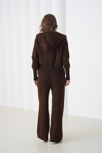 Noi Belis Hooded Lace Detailed Premium Yarn Knitwear Bottom-Top Set Aw25Au0027