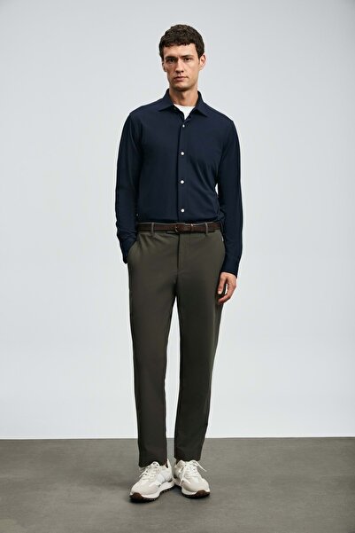 Lufian 112010668 Carl Men's Basic Shirt Regular Fit Men's Shirt Dark Blue