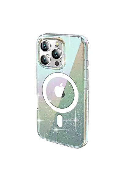 Joko Nrzsnt iPhone 14 Pro Max Rasasi Simli Magsafe Cover (00451) - Transparent