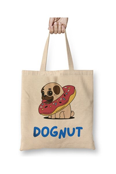 Toyaso Dognut Donut Dog Dogs White Tote Bag Long Handle Shopping Bag Beach Bag